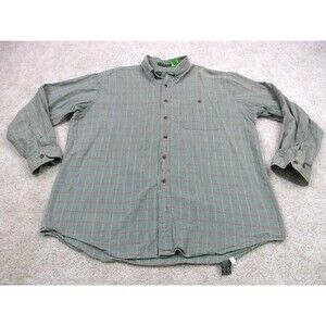 Orvis Shirt Adult Large Green Red Plaid Cotton Long Sleeve Casual Button Up Mens
